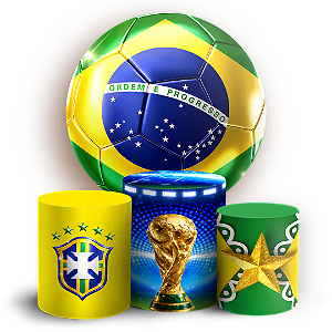 Capas Painel Redondo e Trio Cilindro Sublimado - Copa do Mundo Brasil