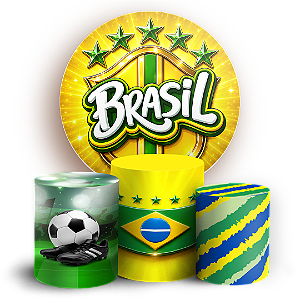 Capas Painel Redondo e Trio Cilindro Sublimado - Copa do Mundo Brasil