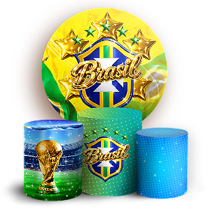 Capas Painel Redondo e Trio Cilindro Sublimado - Copa do Mundo Brasil