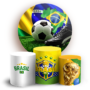 Capas Painel Redondo e Trio Cilindro Sublimado - Copa do Mundo Brasil