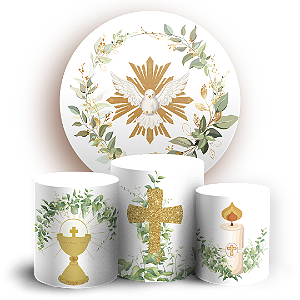 Capas Painel Redondo e Trio Cilindro Sublimado - Eucaristia