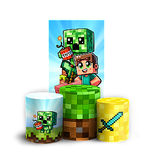Capas Faixa Lateral e Trio Cilindro Sublimado Vest Facil - Minecraft
