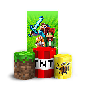 Capas Faixa Lateral e Trio Cilindro Sublimado Vest Facil - Minecraft