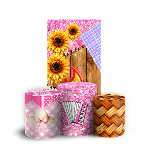 Capas Faixa Lateral e Trio Cilindro Sublimado Vest Facil - Festa Junina Arraia