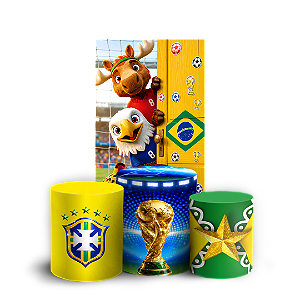 Capas Faixa Lateral e Trio Cilindro Sublimado Vest Facil - Copa do Mundo Brasil