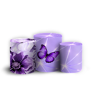 Capas Trio Cilindro Sublimado Veste Fácil - Borboleta
