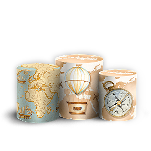 Capas Trio Cilindro Sublimado Veste Fácil - Mapa