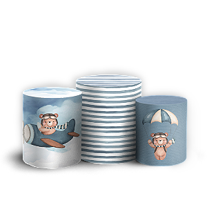Capas Trio Cilindro Sublimado Veste Fácil - Ursinho Aviador