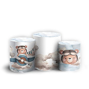 Capas Trio Cilindro Sublimado Veste Fácil - Ursinho Aviador
