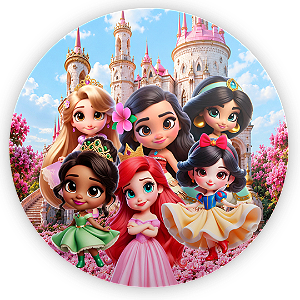 Capa Painel Redondo Sublimado - Princesas