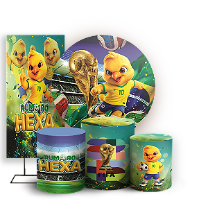 Capas Painel Redondo Trio Cilindro e Faixa Lateral Sublimado - Copa do Mundo Brasil