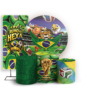 Capas Painel Redondo Trio Cilindro e Faixa Lateral Sublimado - Copa do Mundo Brasil