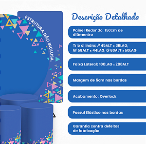 Capas Painel Redondo Trio Cilindro e Faixa Lateral Sublimado - São João