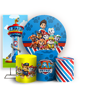 Capas Painel Redondo Trio Cilindro e Faixa Lateral Sublimado - Paw Patrol