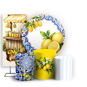 Capas Painel Redondo Trio Cilindro e Faixa Lateral Sublimado - Limão