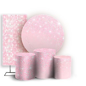 Capas Painel Redondo Trio Cilindro e Faixa Lateral Sublimado - Glitter