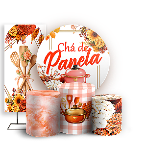 Capas Painel Redondo Trio Cilindro e Faixa Lateral Sublimado - Chá de Panela