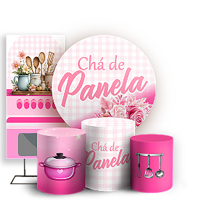 Capas Painel Redondo Trio Cilindro e Faixa Lateral Sublimado - Chá de Panela