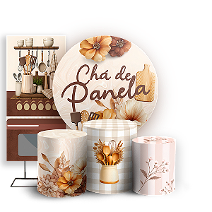 Capas Painel Redondo Trio Cilindro e Faixa Lateral Sublimado - Chá de Panela