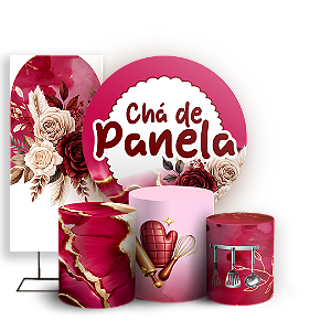 Capas Painel Redondo Trio Cilindro e Faixa Lateral Sublimado - Chá de Panela