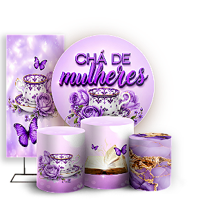 Capas Painel Redondo Trio Cilindro e Faixa Lateral Sublimado - Cha de Mulheres