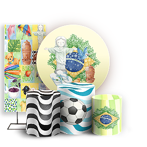 Capas Painel Redondo Trio Cilindro e Faixa Lateral Sublimado - Brasilidade Infantil