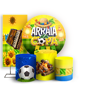 Capas Painel Redondo Trio Cilindro e Faixa Lateral Sublimado - Arraia na Copa