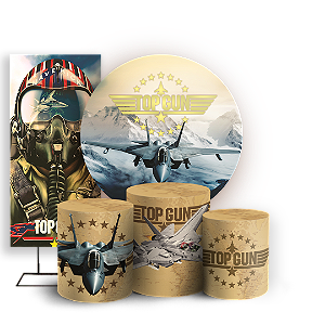 Capas Painel Redondo Trio Cilindro e Faixa Lateral Sublimado - Top Gun