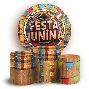 Capas Painel Redondo e Trio Cilindro Sublimado - Festa Junina