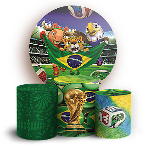 Capas Painel Redondo e Trio Cilindro Sublimado - Copa do Mundo Brasil