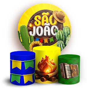Capas Painel Redondo e Trio Cilindro Sublimado - São João