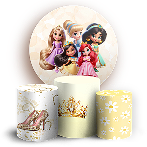 Capas Painel Redondo e Trio Cilindro Sublimado - Princesas