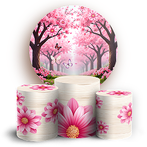Capas Painel Redondo e Trio Cilindro Sublimado - Jardim