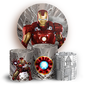 Capas Painel Redondo e Trio Cilindro Sublimado - Homem de Ferro