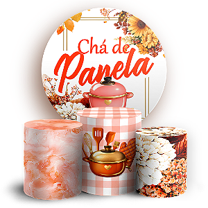 Capas Painel Redondo e Trio Cilindro Sublimado - Chá de Panela