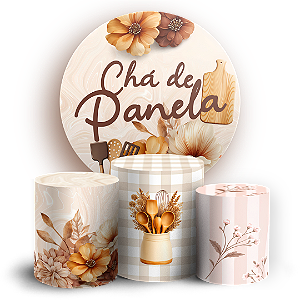 Capas Painel Redondo e Trio Cilindro Sublimado - Chá de Panela