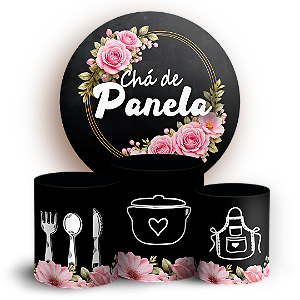 Capas Painel Redondo e Trio Cilindro Sublimado - Chá de Panela