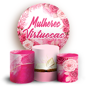 Capas Painel Redondo e Trio Cilindro Sublimado - Cha de Mulheres
