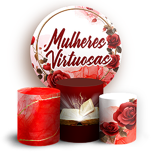 Capas Painel Redondo e Trio Cilindro Sublimado - Cha de Mulheres