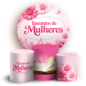 Capas Painel Redondo e Trio Cilindro Sublimado - Cha de Mulheres