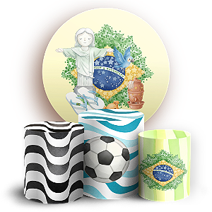 Capas Painel Redondo e Trio Cilindro Sublimado - Brasilidade Infantil