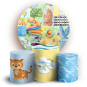 Capas Painel Redondo e Trio Cilindro Sublimado - Brasilidade Infantil