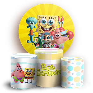 Capas Painel Redondo e Trio Cilindro Sublimado - Bob Esponja