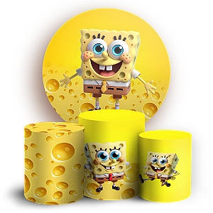 Capas Painel Redondo e Trio Cilindro Sublimado - Bob Esponja