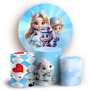 Capas Painel Redondo e Trio Cilindro Sublimado - Alice