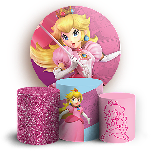 Capas Painel Redondo e Trio Cilindro Sublimado - Princesa Peach
