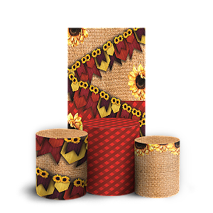 Capas Faixa Lateral e Trio Cilindro Sublimado Veste Fácil - Festa Junina