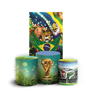 Capas Faixa Lateral e Trio Cilindro Sublimado Veste Fácil - Copa do Mundo Brasil