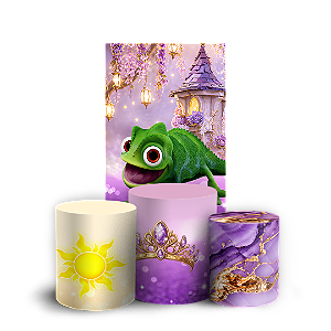 Capas Faixa Lateral e Trio Cilindro Sublimado Veste Fácil - Rapunzel Enrolados