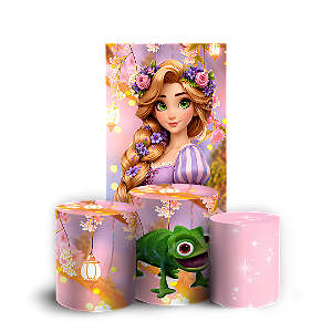 Capas Faixa Lateral e Trio Cilindro Sublimado Veste Fácil - Rapunzel Enrolados